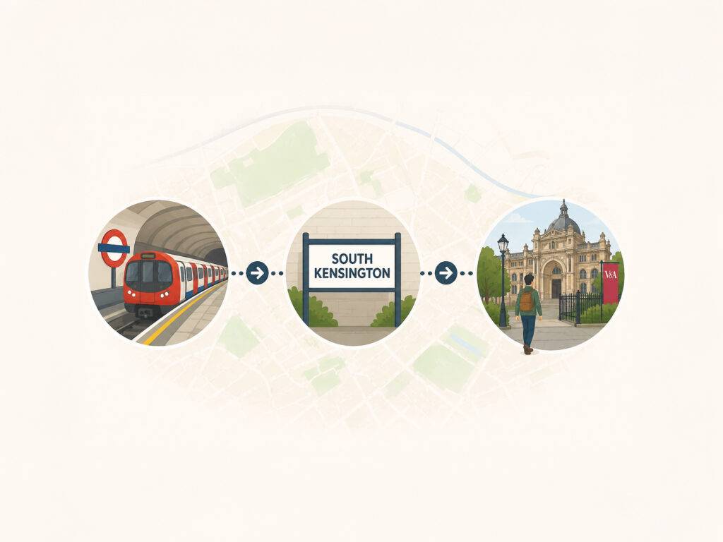 Underground route from Paddington to South Kensington and V&A Museum near The Edward Hotel London