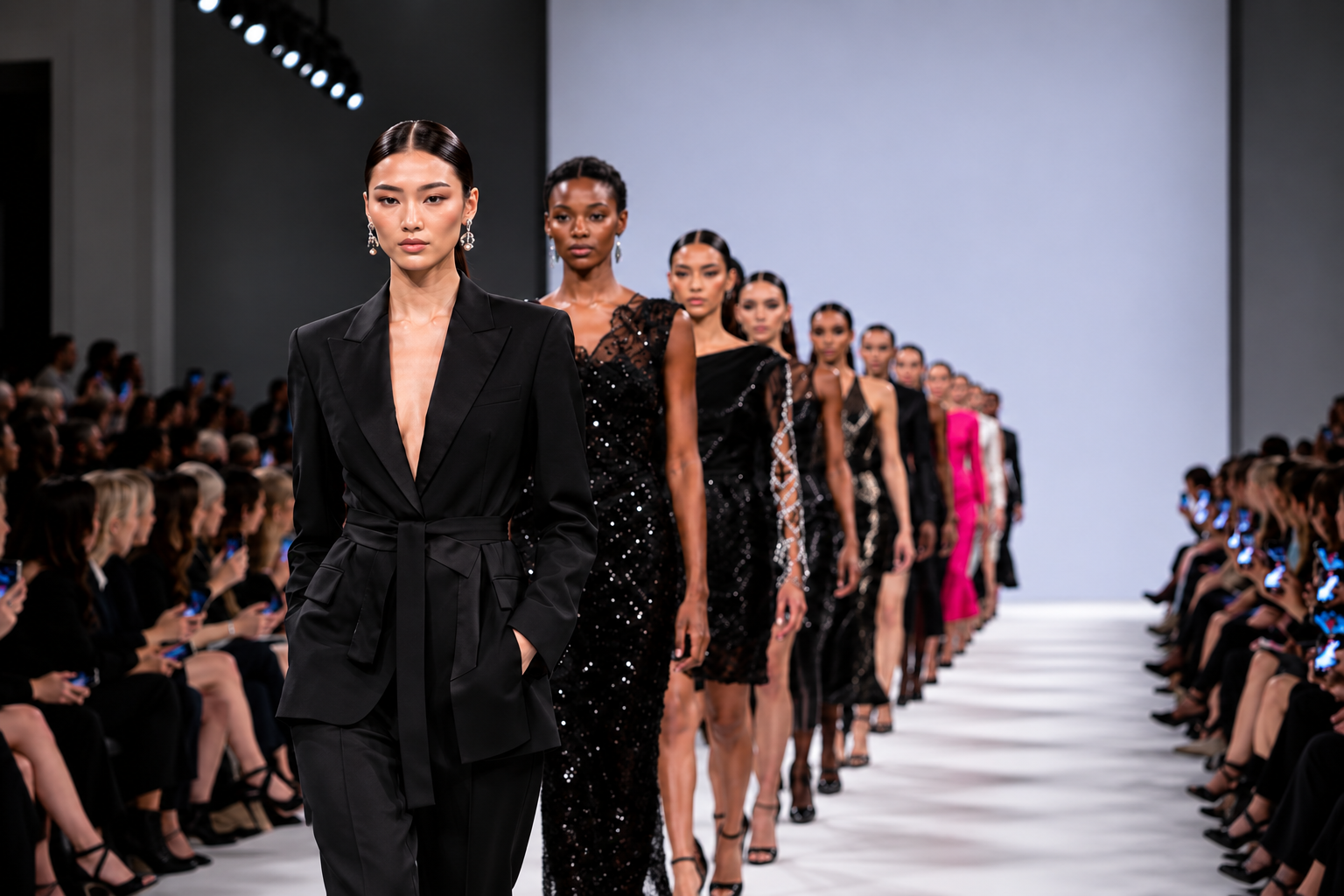 Models walking the runway at London Fashion Week